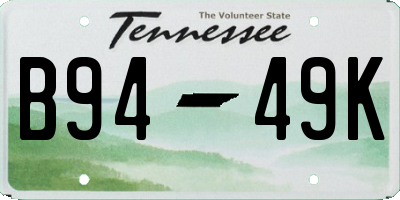 TN license plate B9449K