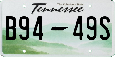 TN license plate B9449S