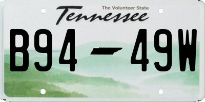 TN license plate B9449W