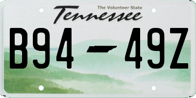 TN license plate B9449Z