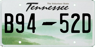 TN license plate B9452D