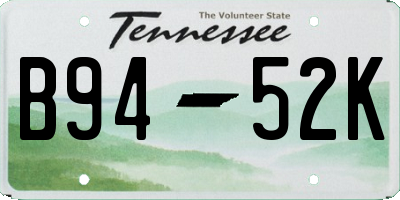 TN license plate B9452K