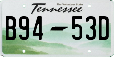 TN license plate B9453D