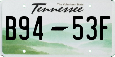 TN license plate B9453F