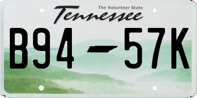 TN license plate B9457K