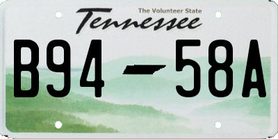 TN license plate B9458A