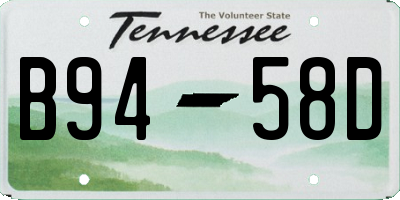 TN license plate B9458D