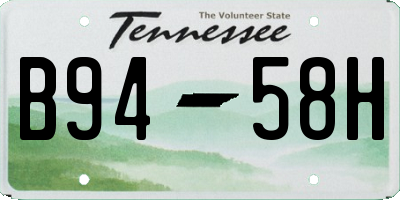 TN license plate B9458H