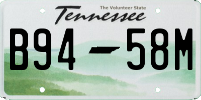 TN license plate B9458M