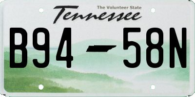 TN license plate B9458N