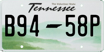 TN license plate B9458P