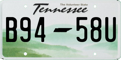 TN license plate B9458U