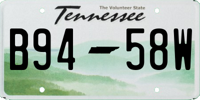 TN license plate B9458W
