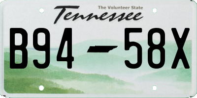TN license plate B9458X
