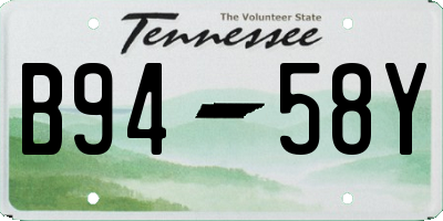 TN license plate B9458Y