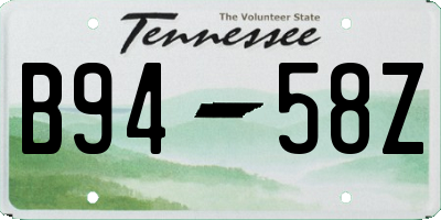 TN license plate B9458Z