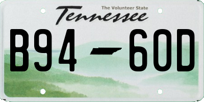 TN license plate B9460D