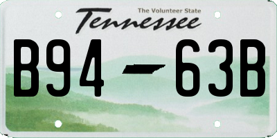 TN license plate B9463B