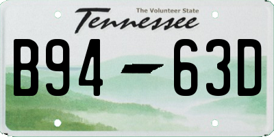 TN license plate B9463D