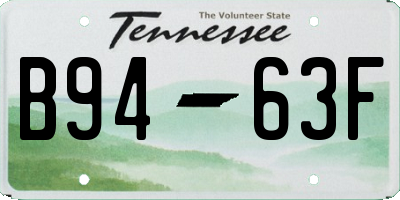 TN license plate B9463F