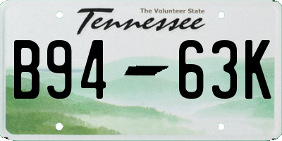 TN license plate B9463K