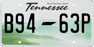 TN license plate B9463P