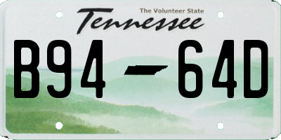 TN license plate B9464D