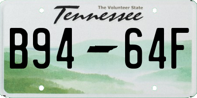 TN license plate B9464F