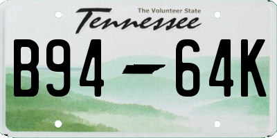 TN license plate B9464K