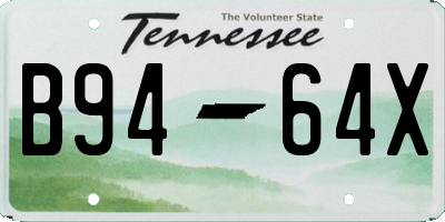 TN license plate B9464X