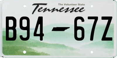 TN license plate B9467Z