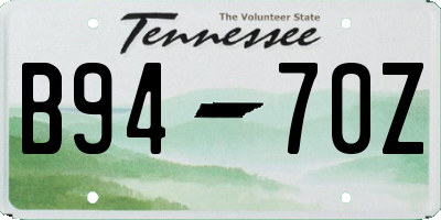 TN license plate B9470Z