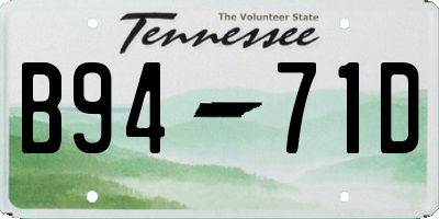 TN license plate B9471D