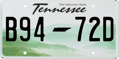 TN license plate B9472D