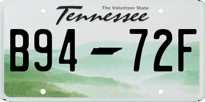 TN license plate B9472F