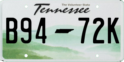 TN license plate B9472K