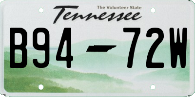 TN license plate B9472W