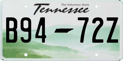 TN license plate B9472Z