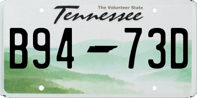 TN license plate B9473D