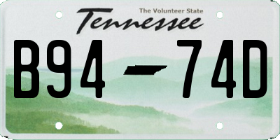 TN license plate B9474D