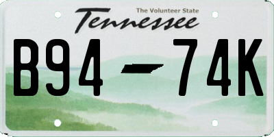 TN license plate B9474K