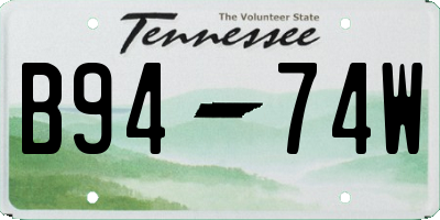 TN license plate B9474W