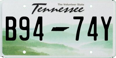 TN license plate B9474Y