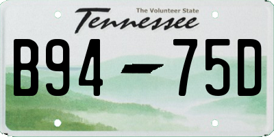 TN license plate B9475D