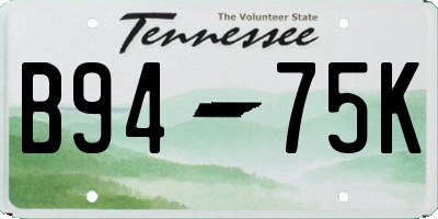TN license plate B9475K