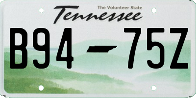 TN license plate B9475Z