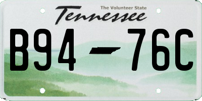TN license plate B9476C
