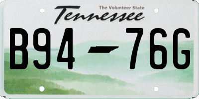 TN license plate B9476G