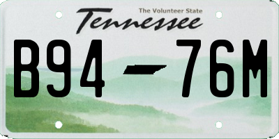TN license plate B9476M