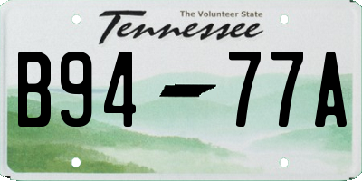 TN license plate B9477A